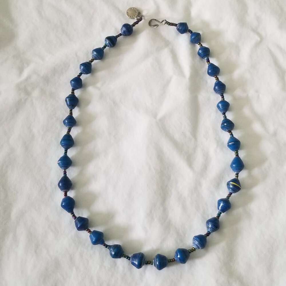 Handmade Bead for Life 18" Choker Necklace in Blue Multicolor